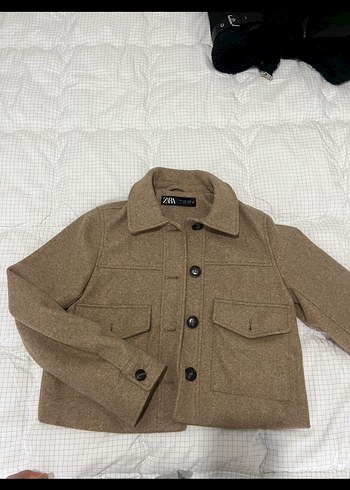 Zara Zara Düğmeli Bej Kadın Yün Kaban