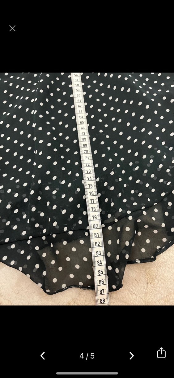 Uzun Kollu Siyah Puantiyeli Midi Elbise - Görsel 4