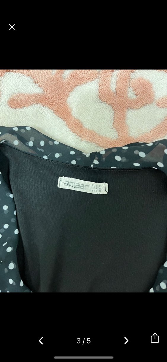 Uzun Kollu Siyah Puantiyeli Midi Elbise - Görsel 3