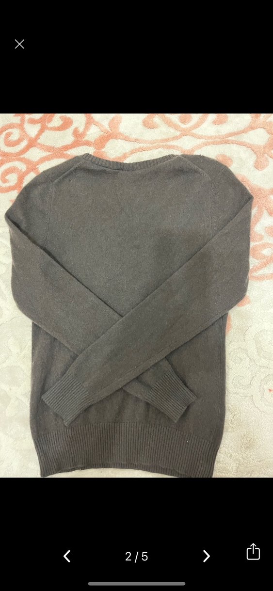 Gri V Yakalı Kadın Triko Kazak - Görsel 2
