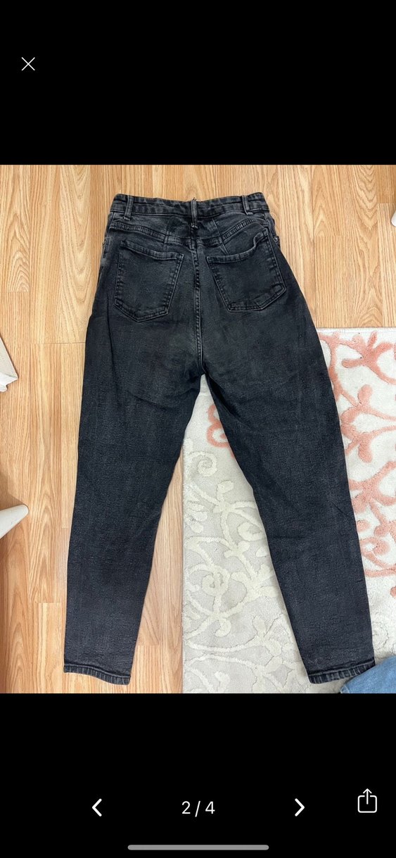 Siyah Normal Boy Kadın Denim Jean - Görsel 2