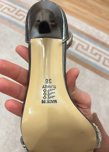 Gri Yılan Desenli Stiletto Kadın Ayakkabı - Görsel 3