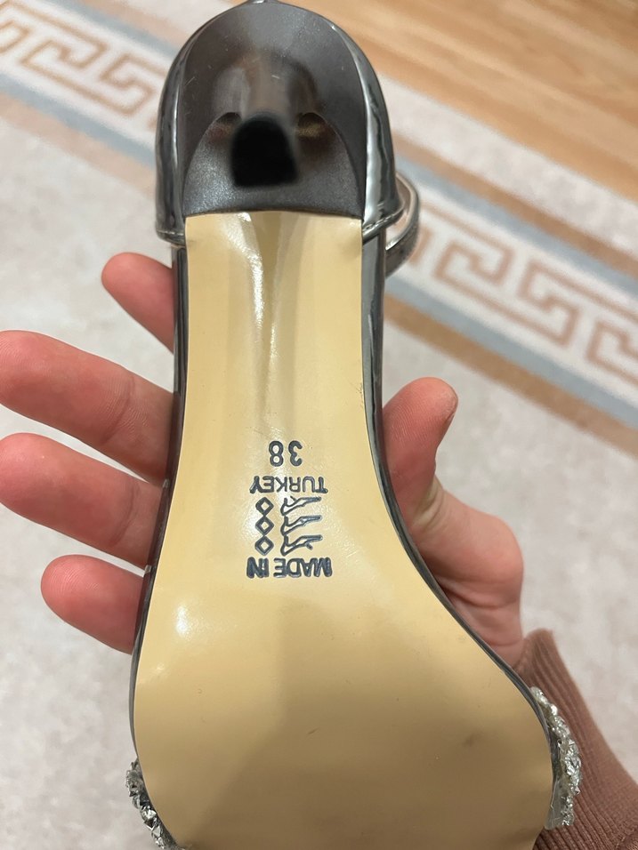 Gri Yılan Desenli Stiletto Kadın Ayakkabı - Görsel 3