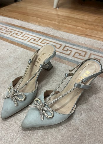 Gri Tokalı Stiletto Kadın Abiye Ayakkabı - Görsel 2