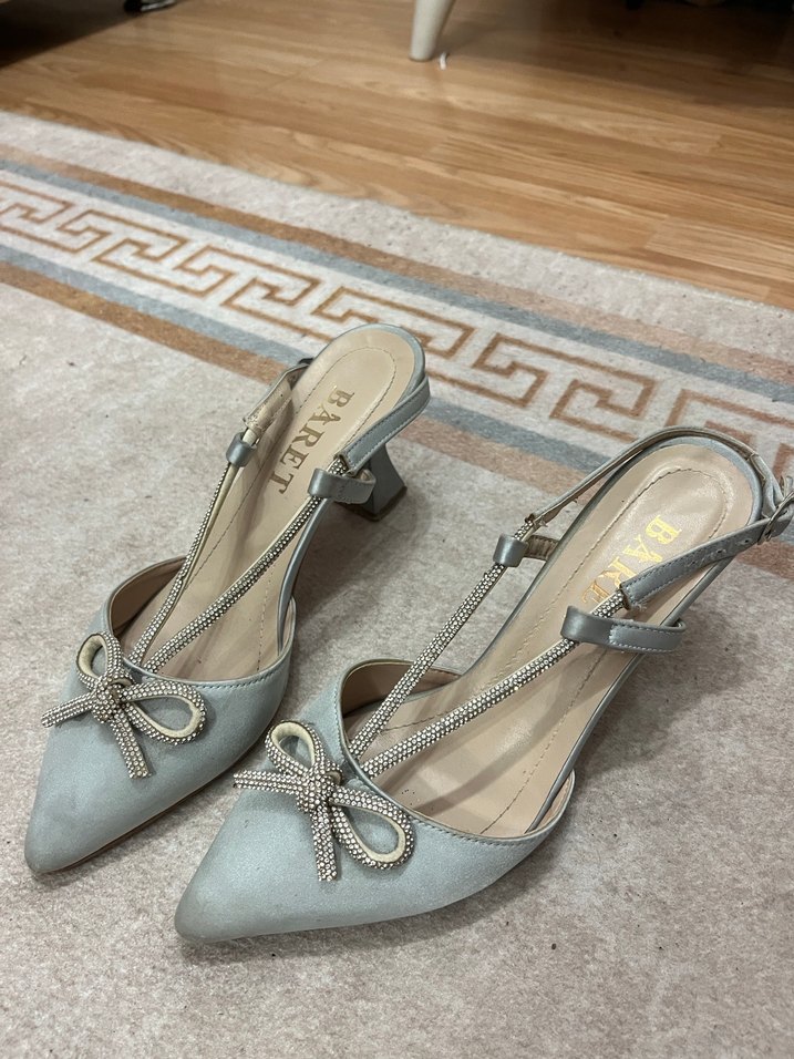 Gri Tokalı Stiletto Kadın Abiye Ayakkabı - Görsel 2