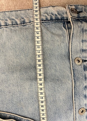 Düğmeli Kısa Kollu Mavi Denim Ceket - Görsel 4