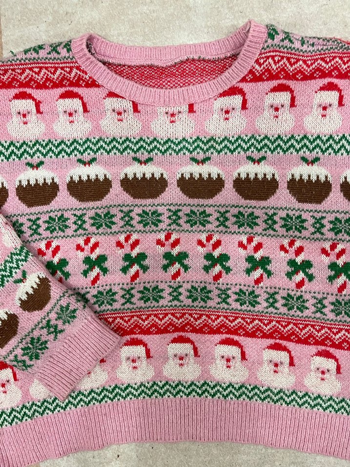 Pembe Nakışlı Bohem Kadın Kazak - Görsel 2