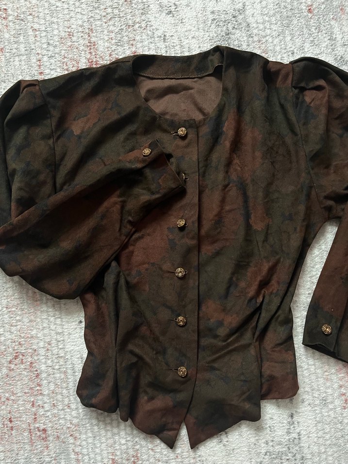 Vintage Kahverengi Süet Bluz/Gömlek - Görsel 2