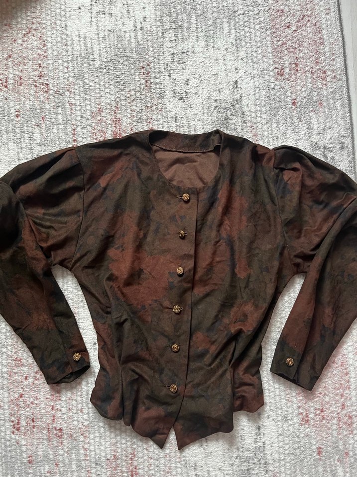 Vintage Kahverengi Süet Bluz/Gömlek - Görsel 3