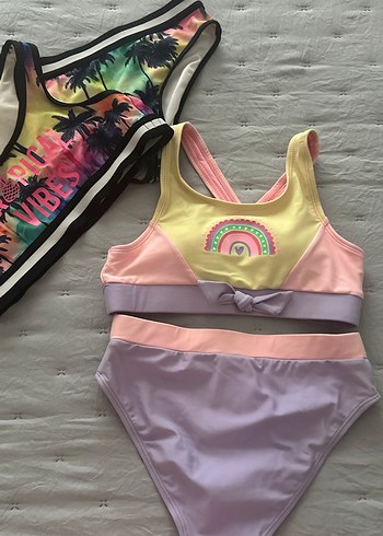 Kız Çocuk Pastel Renkli Bikini ve Mayo