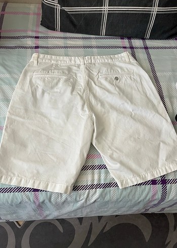 xl Beden beyaz Renk Beyaz Loose Fit Pamuklu Erkek Mini Şort