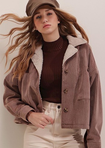 Kürk Detaylı Kadın Süet Ceket - Görsel 3