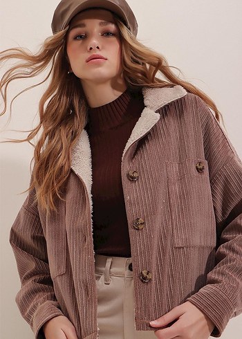 Kürk Detaylı Kadın Süet Ceket - Görsel 5