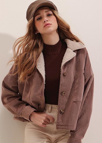 Kürk Detaylı Kadın Süet Ceket - Görsel 4