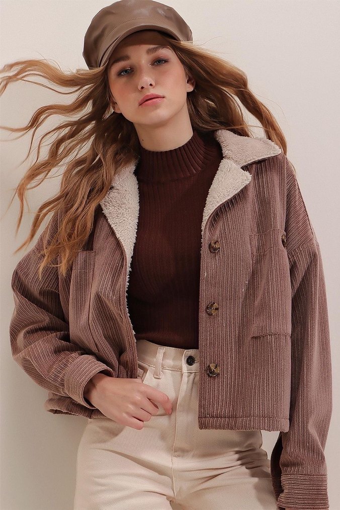 Kürk Detaylı Kadın Süet Ceket - Görsel 3