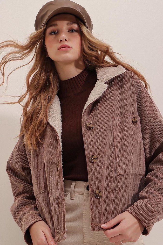 Kürk Detaylı Kadın Süet Ceket - Görsel 5