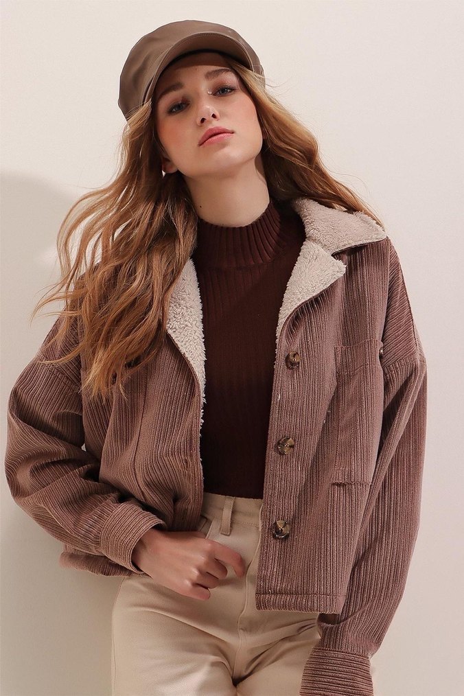 Kürk Detaylı Kadın Süet Ceket - Görsel 4