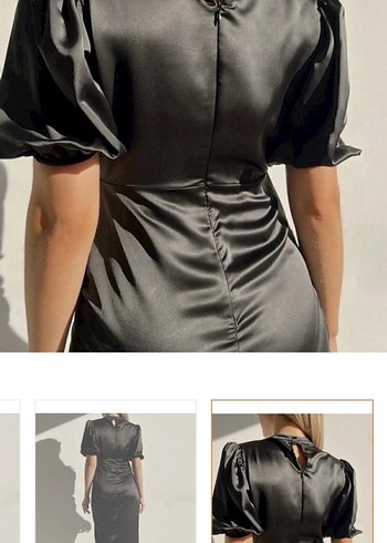 Saten Siyah Elbise - Görsel 4