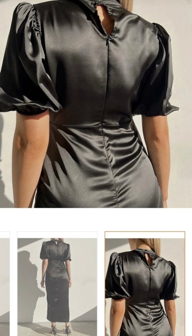 Saten Siyah Elbise - Görsel 4