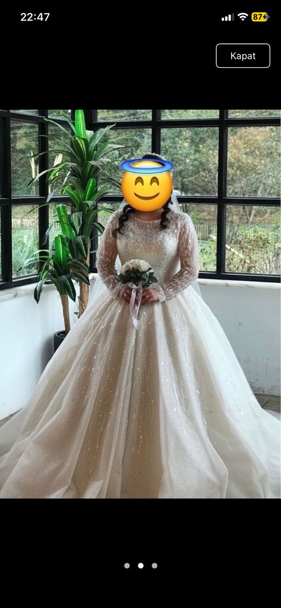 Uzun Kollu Prenses Gelinlik - Görsel 2