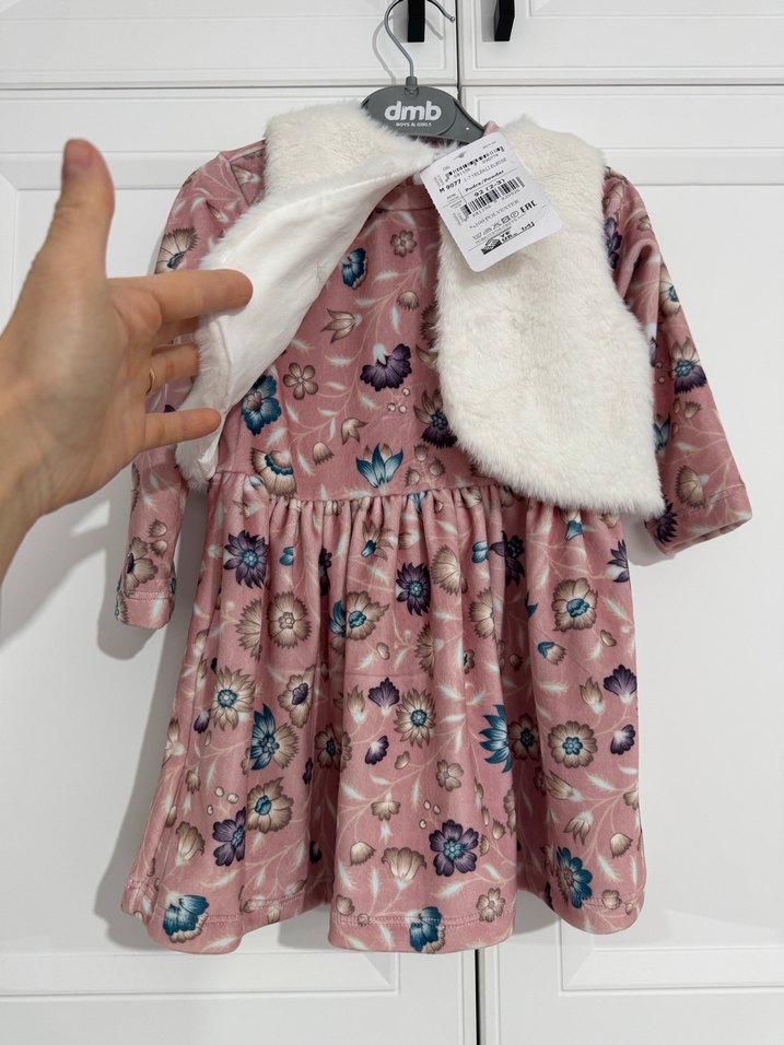 Kız Bebek Elbise Yelek Takım - Görsel 2