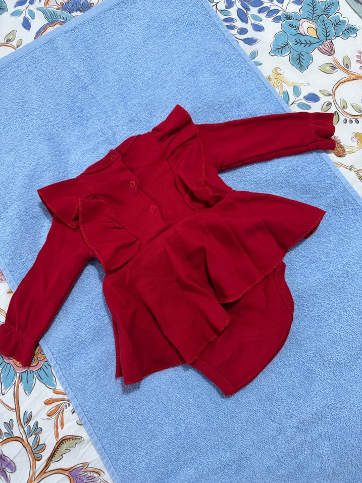 Kız Bebek Kırmızı Romper - Görsel 4