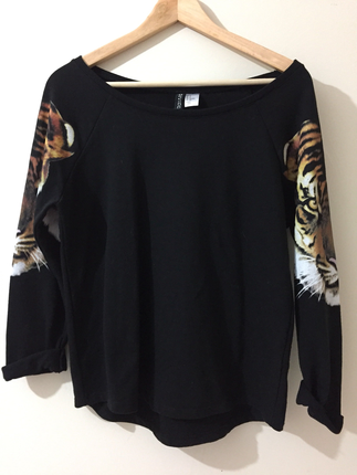 H&M Kolları kaplanlı sweatshirt
