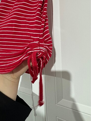 s Beden kırmızı Renk Kırmızı Çizgili Crop