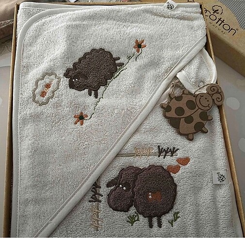 Organik Bebek Banyo Havlu Takımı Panço - Görsel 8