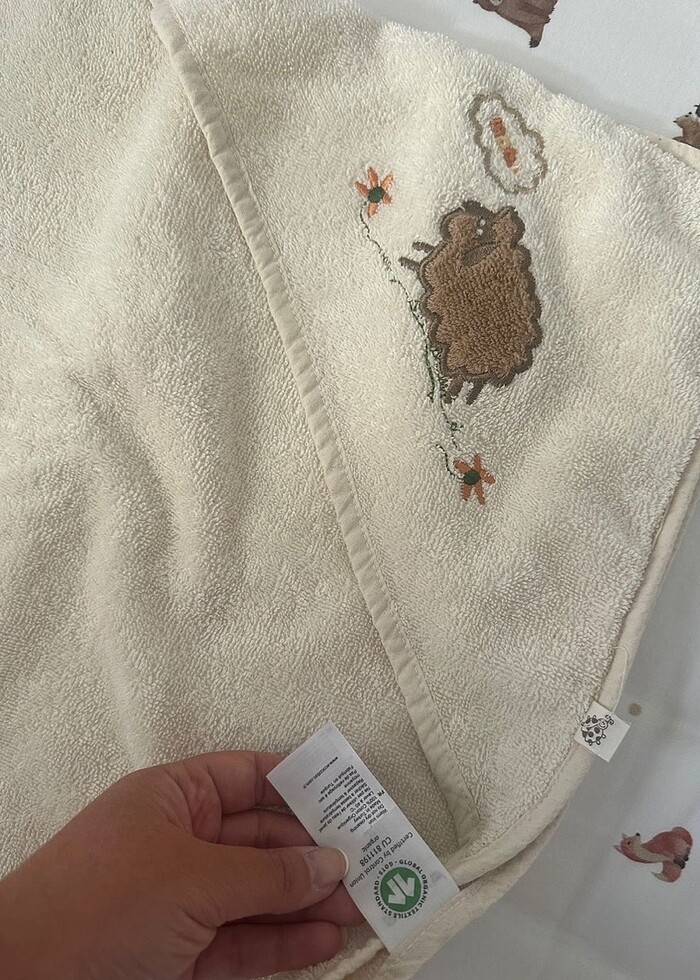 Organik Bebek Banyo Havlu Takımı Panço - Görsel 5