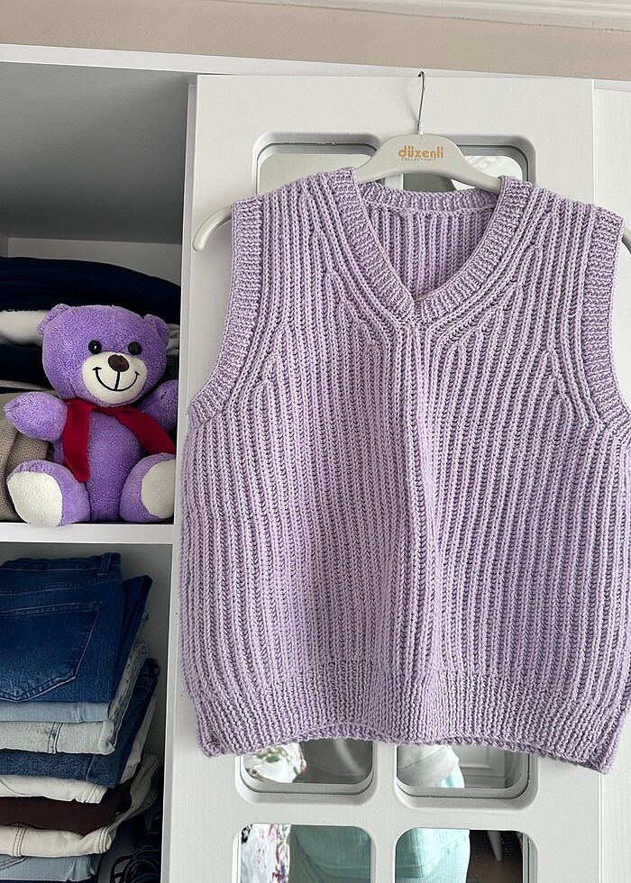 Lila örme süveter - Görsel 1