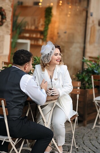 Beyaz blazer nikah takım - Görsel 5