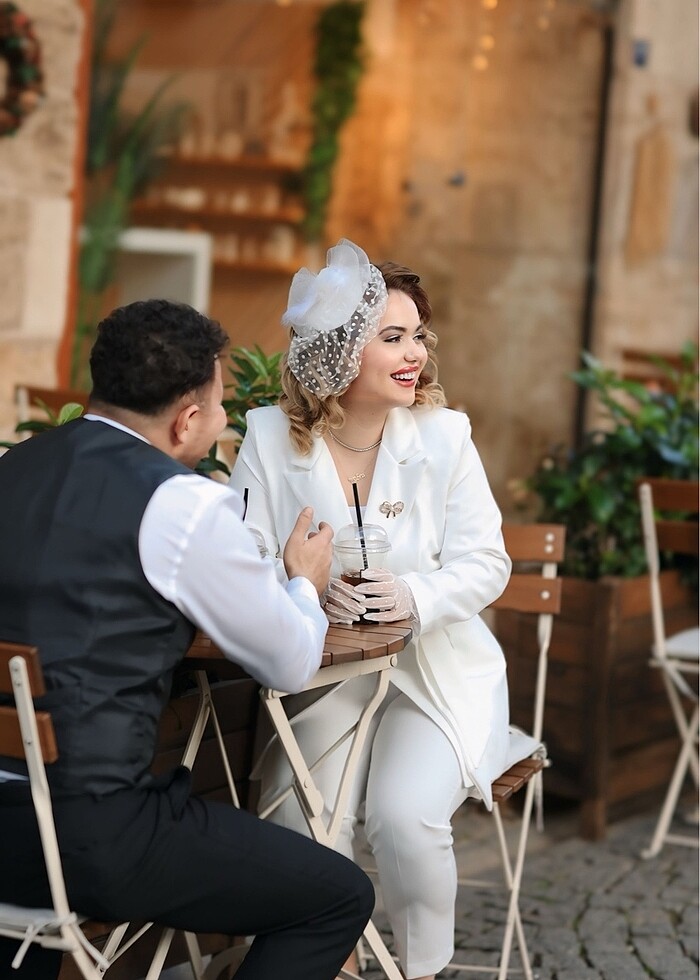 Beyaz blazer nikah takım - Görsel 5