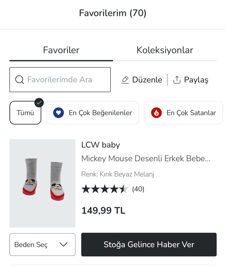 Mickey Mouse Desenli Ev Çorabı 23-26 numara - Görsel 2