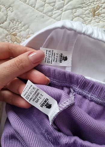 Kız Çocuk 2li Fitilli tayt Beyaz ve Lila rengi - Görsel 4