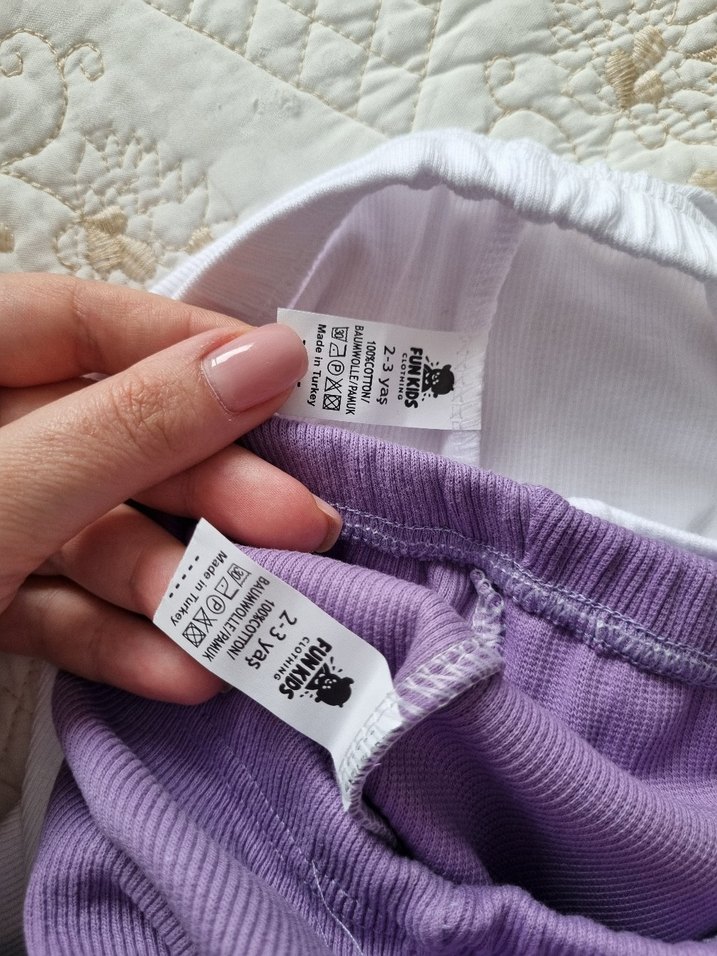 Kız Çocuk 2li Fitilli tayt Beyaz ve Lila rengi - Görsel 4