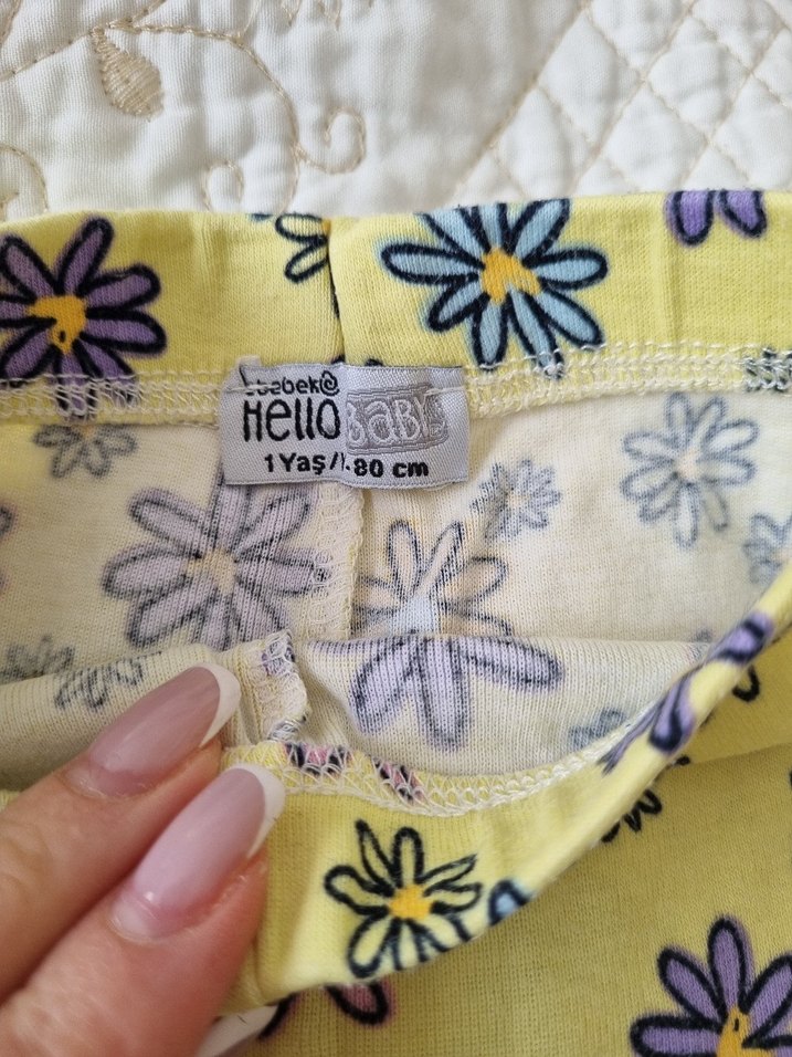 Çiçek Desenli Kız Bebek Pantolon Tayt - Görsel 3