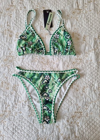 m Beden yeşil Renk Kalp desenli Bikini Takımı