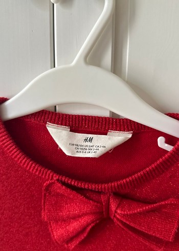 H&M Kız Çocuk Kırmızı Kısa Kollu triko Elbise