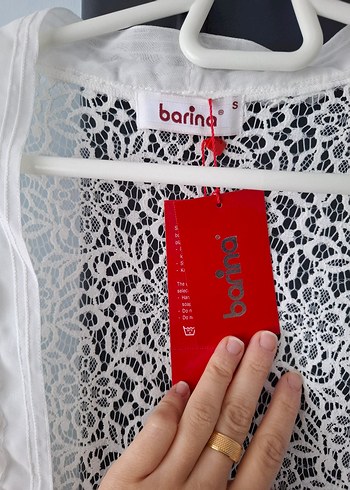 Uzun Beyaz  Nakışlı Kadın sabahlık - Görsel 2