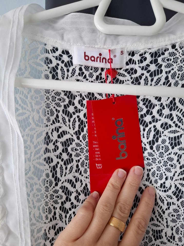 Uzun Beyaz  Nakışlı Kadın sabahlık - Görsel 2