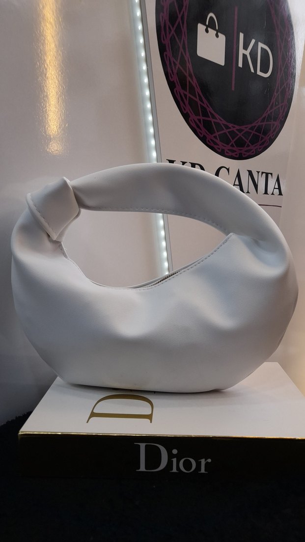 Bottega Model Beyaz Deri Kadın El Çantası - Görsel 2