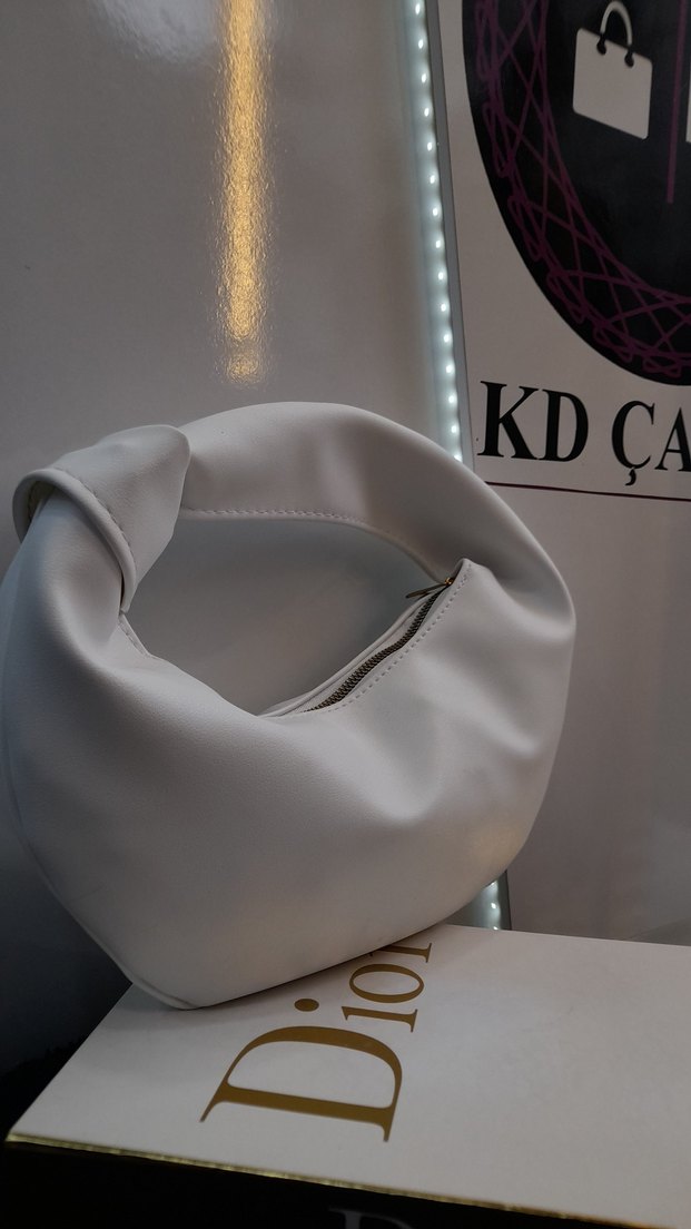 Bottega Model Beyaz Deri Kadın El Çantası - Görsel 5