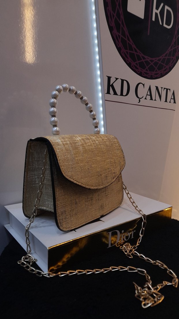 Gold İnci Kol Detay Kadın Çanta - Görsel 2