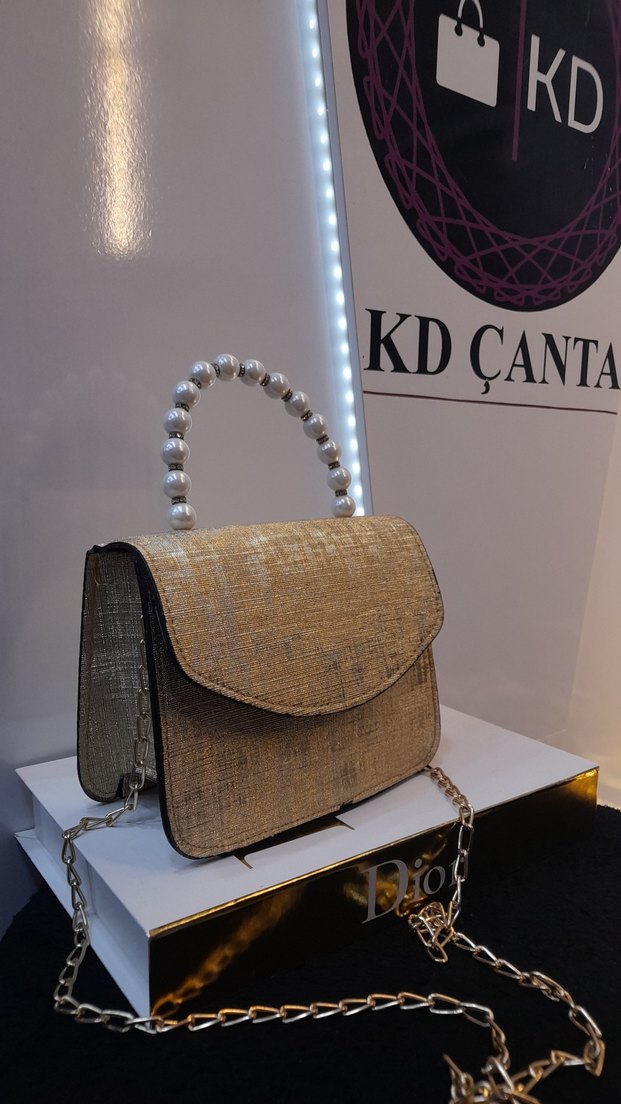 Gold İnci Kol Detay Kadın Çanta - Görsel 3