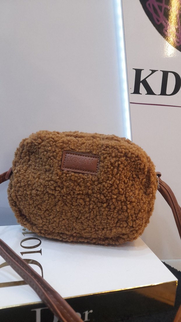 Kahverengi Peluş Kadın Çanta - Görsel 2