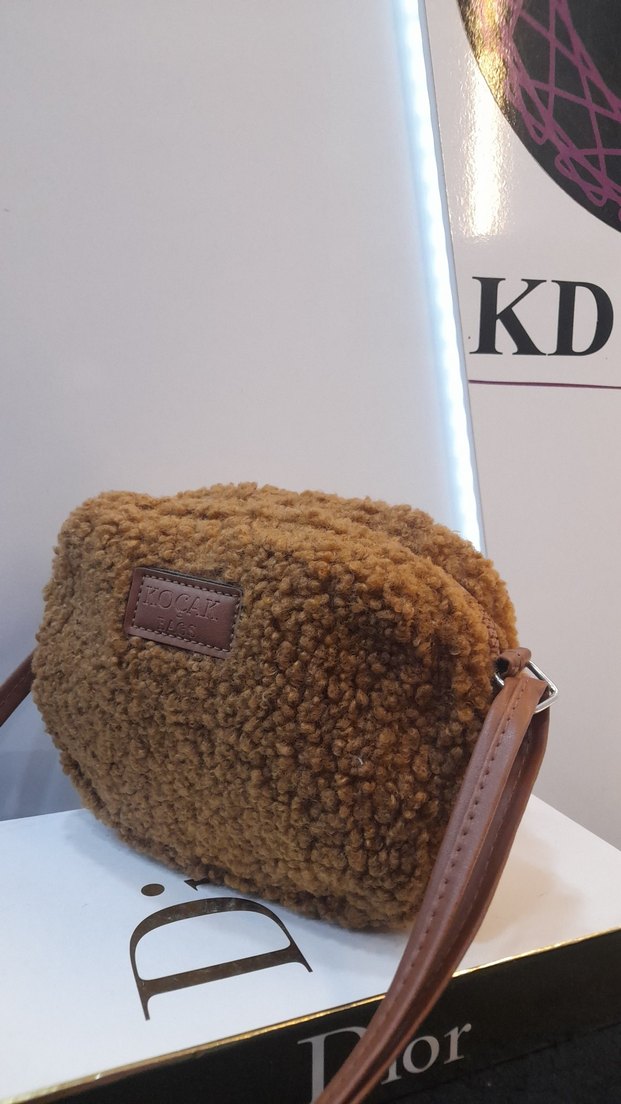 Kahverengi Peluş Kadın Çanta - Görsel 3