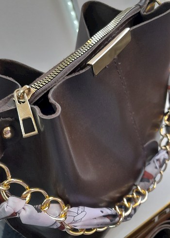 Acı Kahve Fular Askı Detaylı Deri Kadın Çanta - Görsel 6