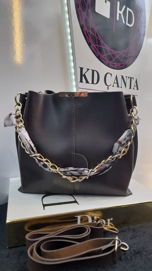 Acı Kahve Fular Askı Detaylı Deri Kadın Çanta - Görsel 5