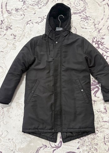 Siyah Kapüşonlu Uzun Mont - Görsel 2